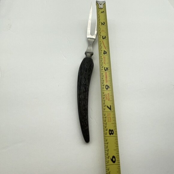 Vintage Cattaraugus Vanadium Knife And‎ Fork Stag Black Handle Carving Set Retro - Picture 11 of 11